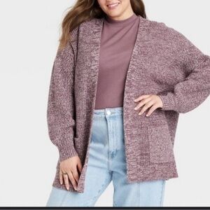 a new day Cotton Blend Long Sleeve Open Front Cardigan XS Red/White Pockets